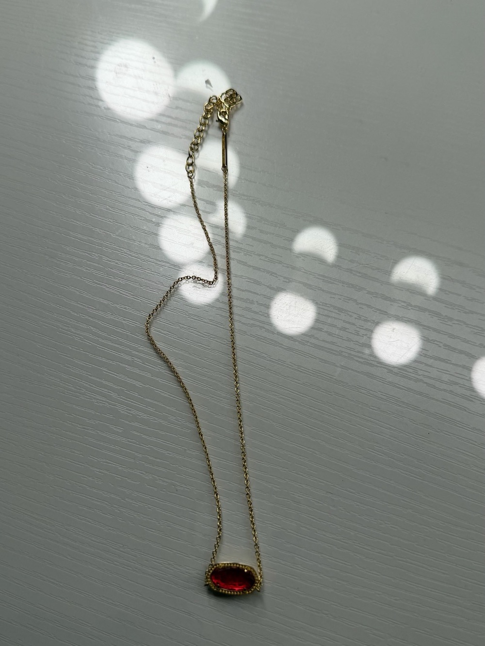 Kendra Scott Gold Necklace with Red Gem Pendant - Women Jewelry